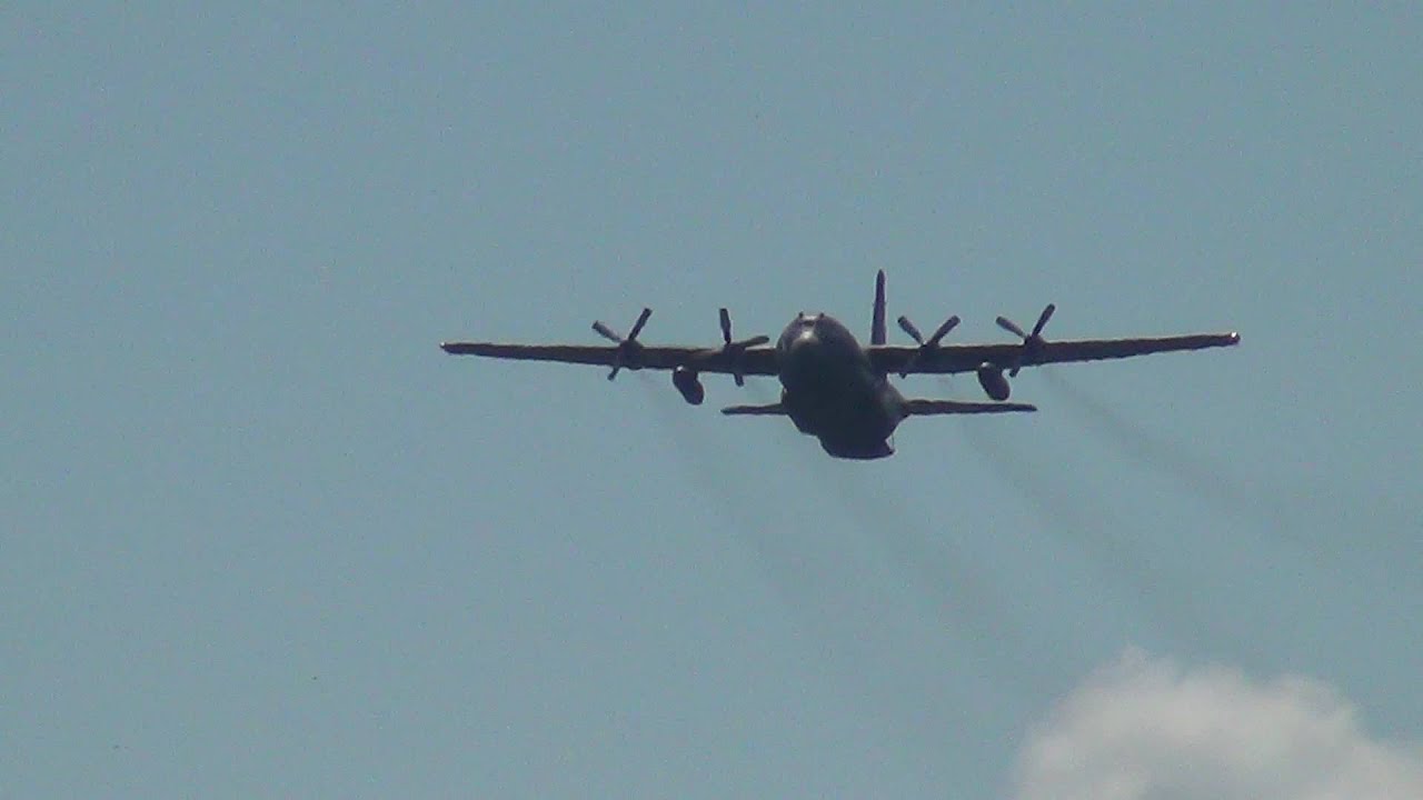 C-130s drop cargo and flares at Hardwood Range