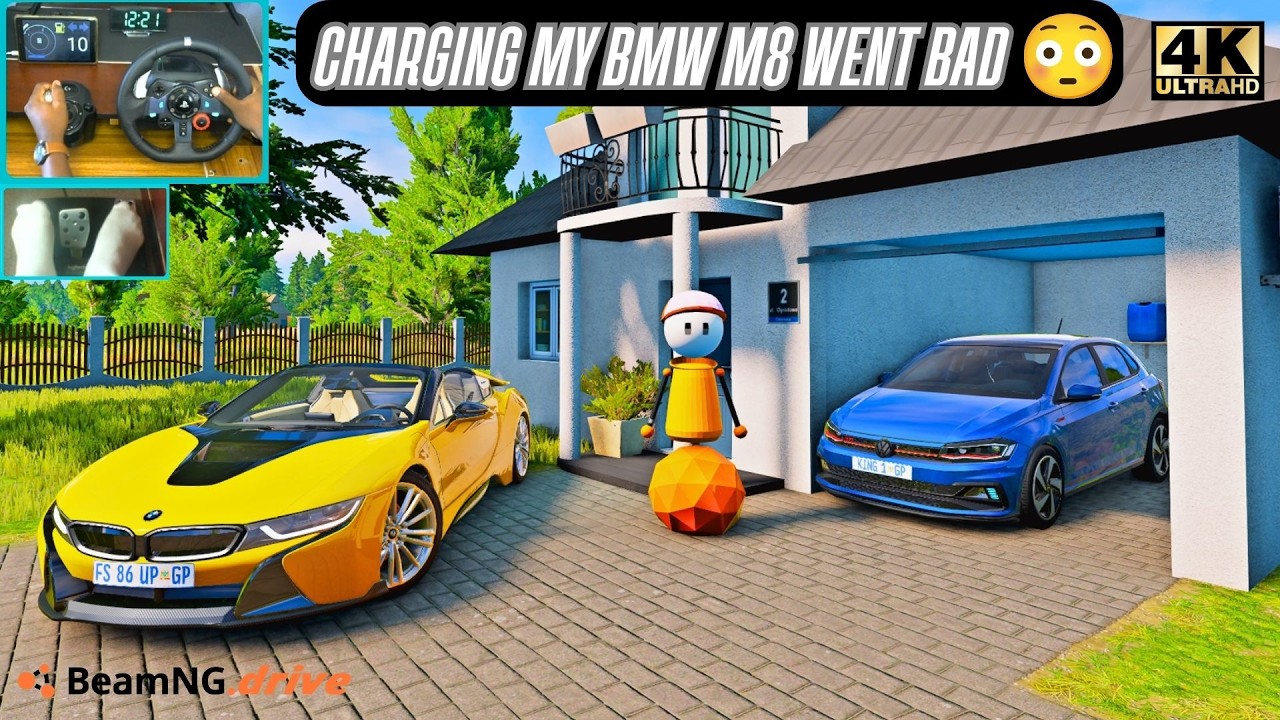 Колонна BMW i8 едет в гараж... А потом ВСЁ пошло не так! 😭⚡ | BeamNG.drive | Logitech G29