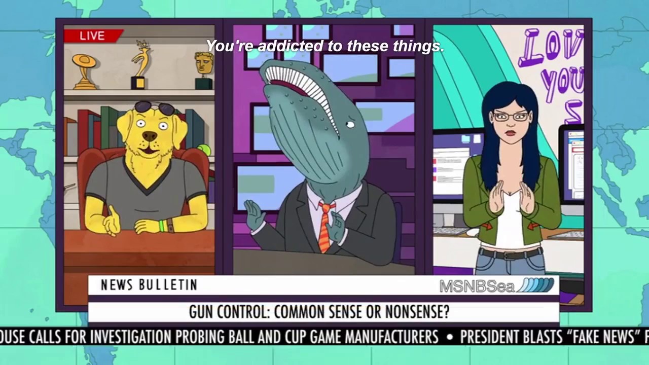 Bojack Horseman - Mr Peanutbutter debates with Diane on TV