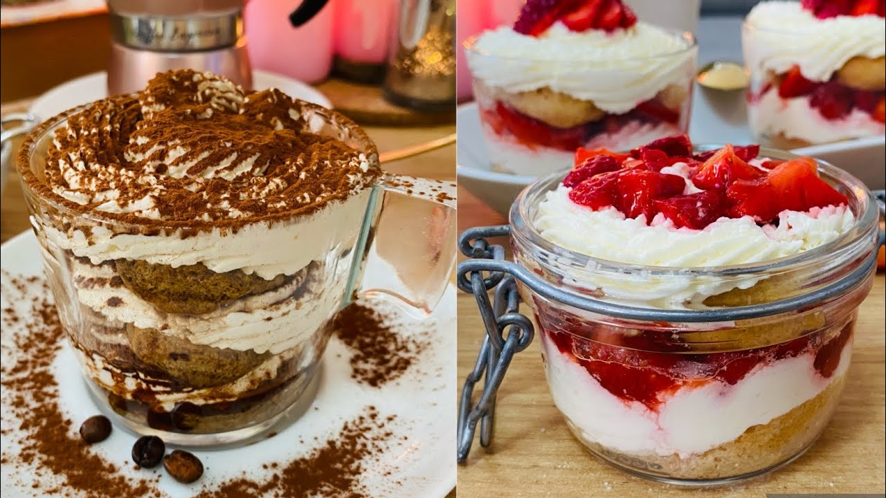 التيراميسو الايطالي في شكلين و بدون بيض /نوعدكم ما تندموش كان تجربوها/تيراميسو الفراولة/tiramisù