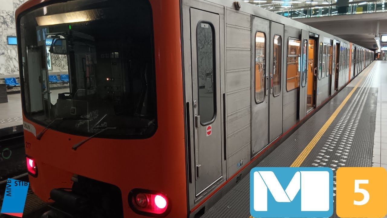 (Metro Stib) Trajet complet ligne 5 Erasme à Herrmann-Debroux Mx U5 (M3+M2) n°217-218+177-178.