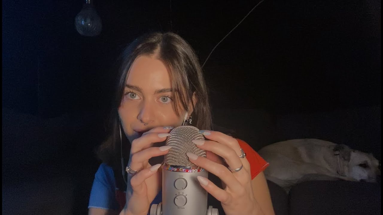 ASMR mic scratching and whispering (long nails)