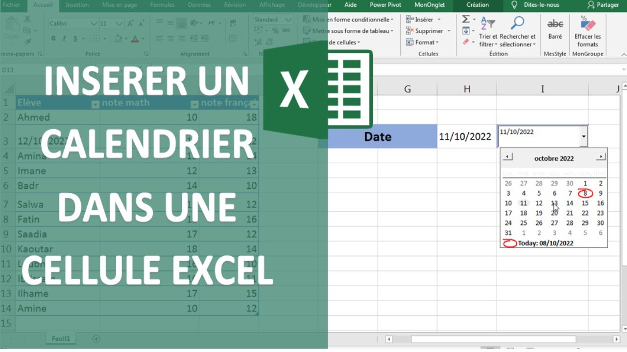 EXCEL - INSÉRER UN CALENDRIER DANS UNE CELLULE 📆