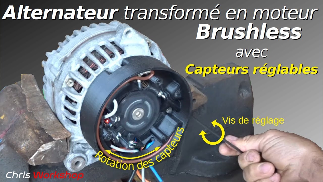 Alternateur transformé en moteur Brushless avec capteurs REGLABLES