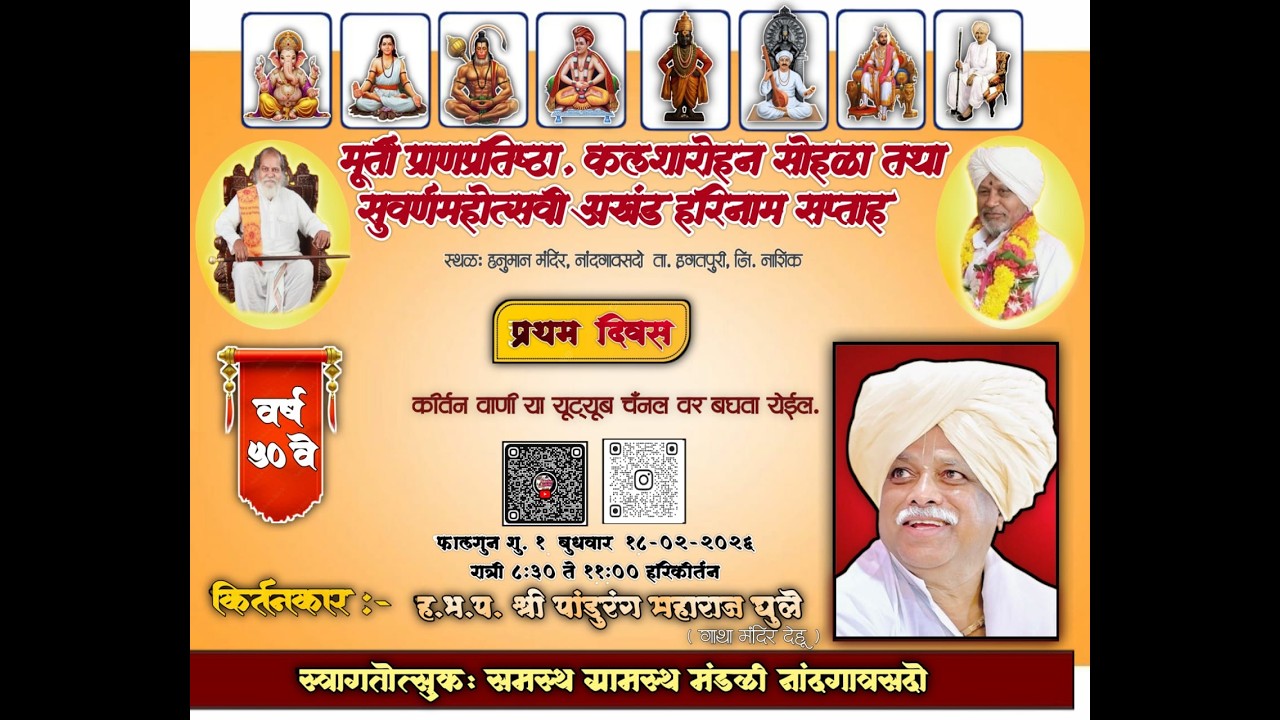 सुवर्ण महोत्सवी अखंड हरिनाम सप्ताह ह.भ.प. श्री पांडुरंग महाराज घुले गाथा मंदिर देऊ