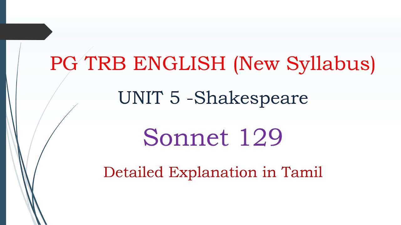 Sonnet 129 by Shakespeare line by line explanation in Tamil.  PGTRB/NET/SET #net #set #pgtrb