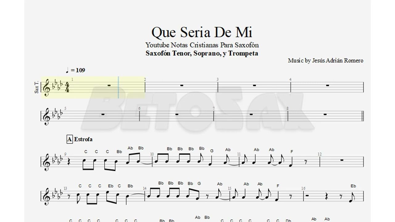 Que Seria De Mi Bb, JAR, Sax Tenor, Soprano, Trompeta, Partitura, Cifrado, Notas, Tutorial