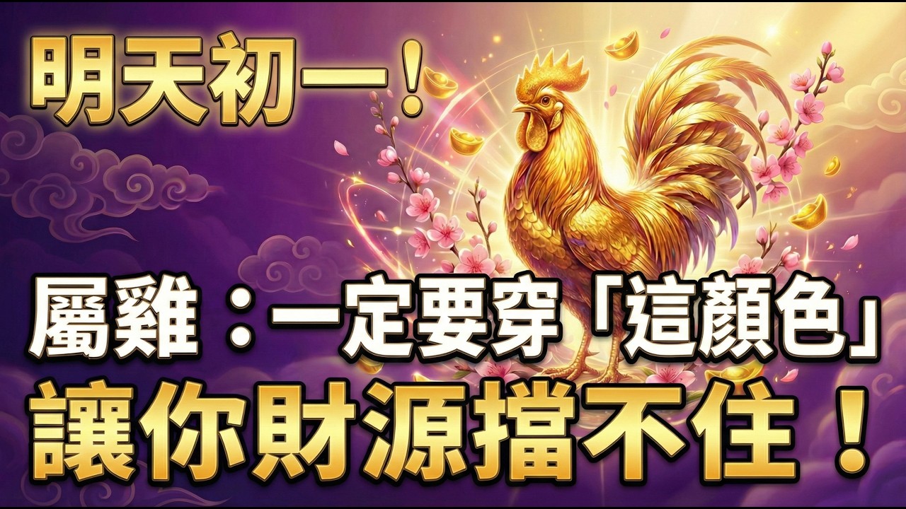 明天17號初一，屬雞人穿上「這顏色」，招財更能避小人！助你馬年財源滾滾擋不住！#屬雞2026運勢 #2026生肖雞運勢 #招財 #避小人 #風水 #改運 #丙午馬年 #開運顏色 #幸運顏色 #招財顏色