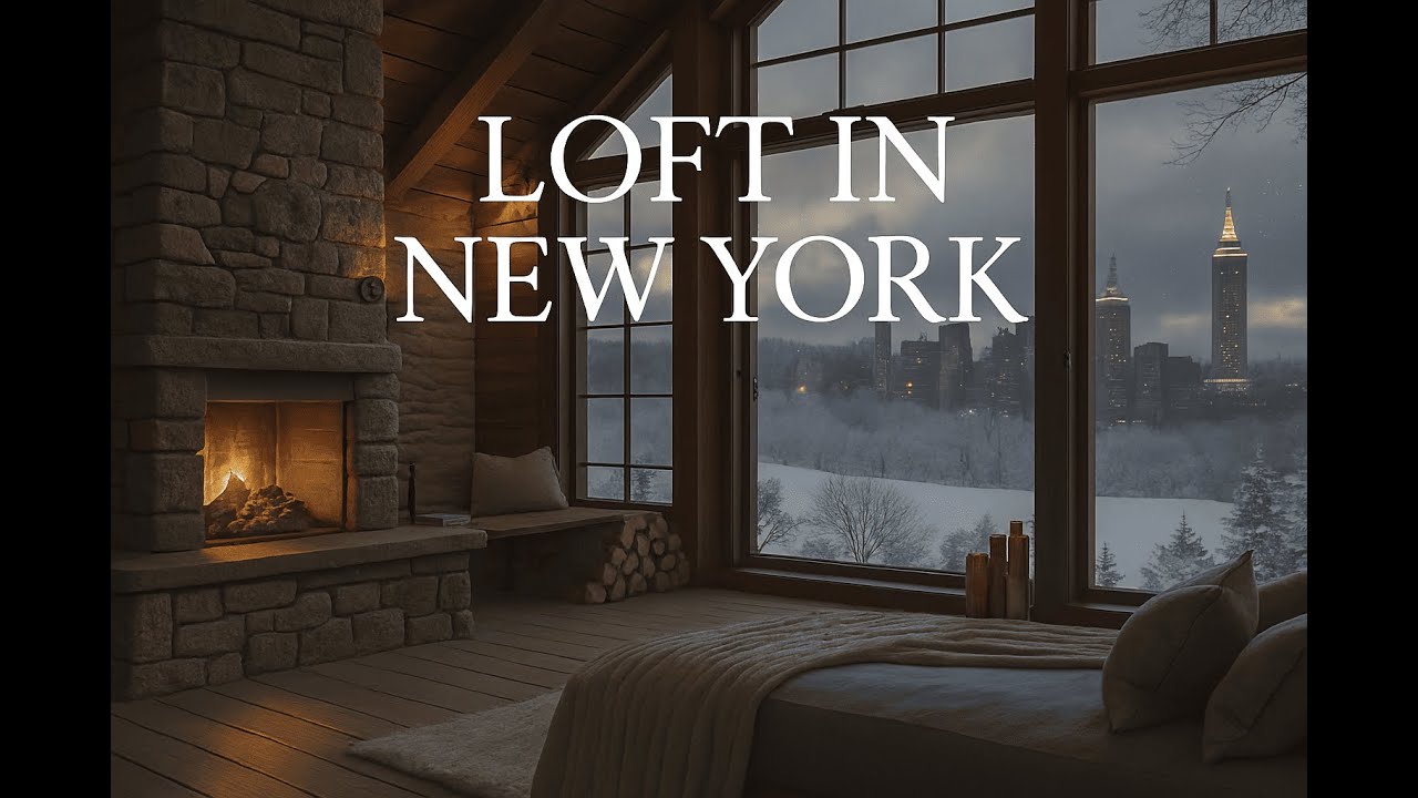 Cozy Winter Apartment in New York ❄️ Fireplace Ambience for Sleep & Study