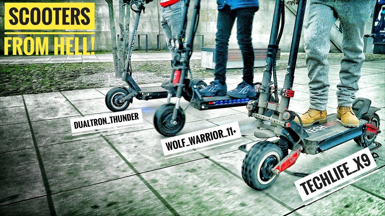 Wolf Warrior 11+ vs Dualtron Thunder vs TECHLIFE X9 (Zero11X) - 90 km/h KICKSCOOTERS from HELL