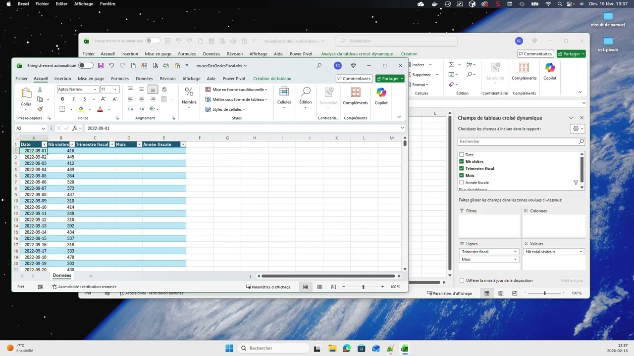 Excel - tableau croisé dynamique groupement par trimestre FISCAL