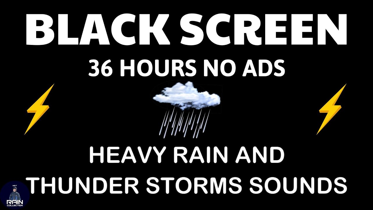 🔴 Heavy Rain and Thunder Sounds for Sleeping - Black Screen | Peaceful Storm for All Night Rest