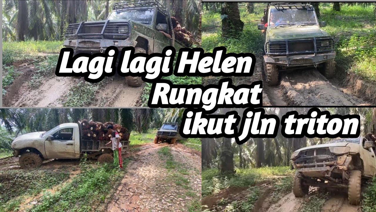 Mobil langsir sawit 4x4 triton vs helen amblas di jalan rel #mobilsawit #sawitkalimantan #strada