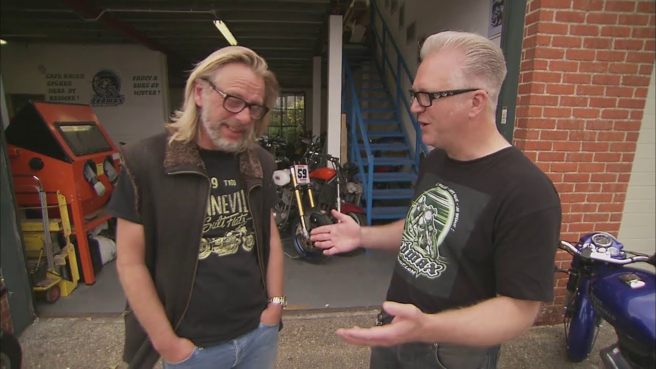 Henry Cole rides a Harley Sportster engined British cafe racer