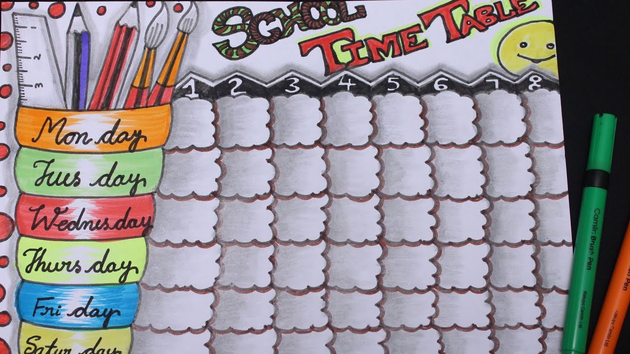 Beautiful ClassTime table for School # periods time table / Time table for class || My Creative Hub