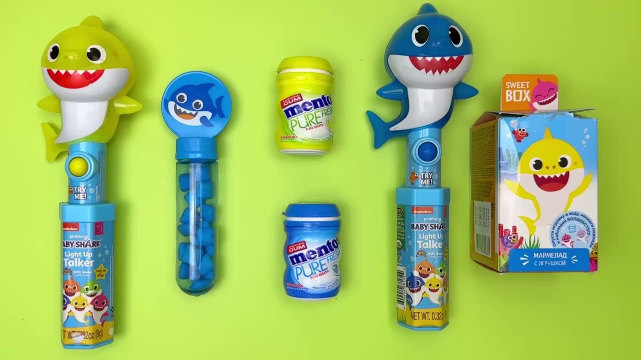🦈💙 Baby Shark Pez Dispenser ASMR | Crinkly Candy Wrappers & Egg Surprise Opening
