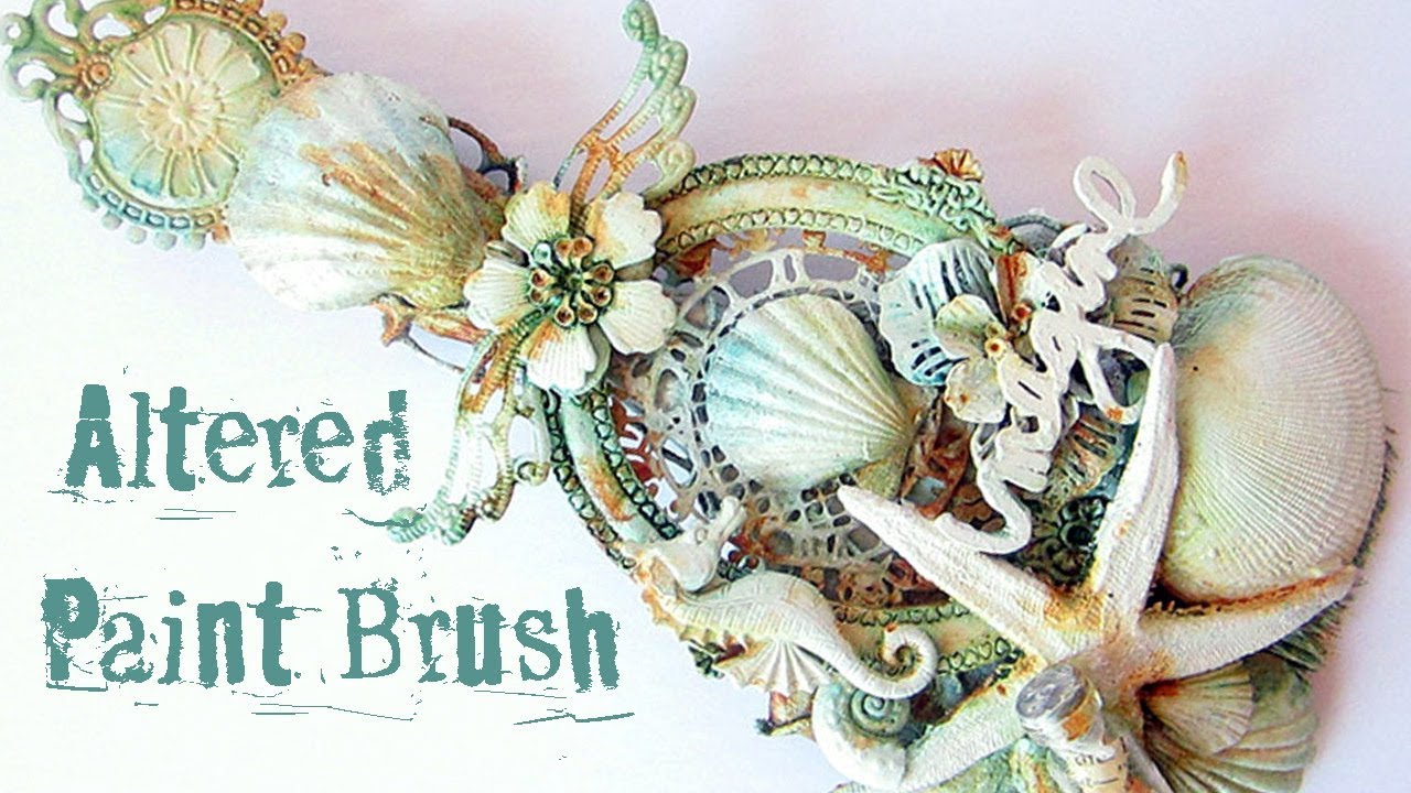Mixed Media Altered Paint Brush with Prima Color Bloom Sprays & Finnabair Rust Paste