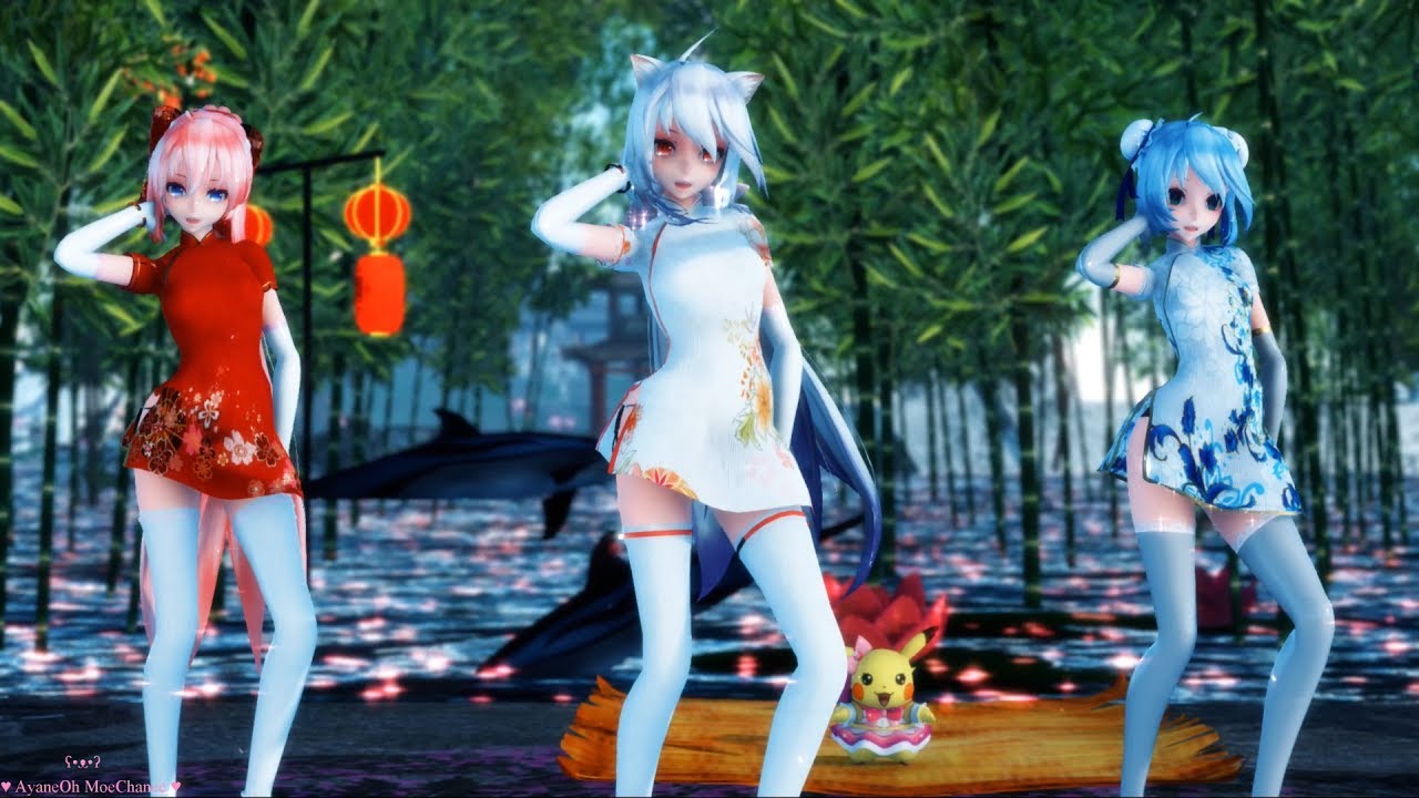 ♥MMD 4K♥SING女團 /神谕法则 No camara •Haku•Luka•Miku❤◕㉨◕❤