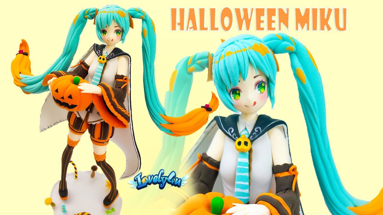 65】Halloween Miku【Air Dry Clay Tutorial/ Anime Figure/ DIY/Lovely4u】