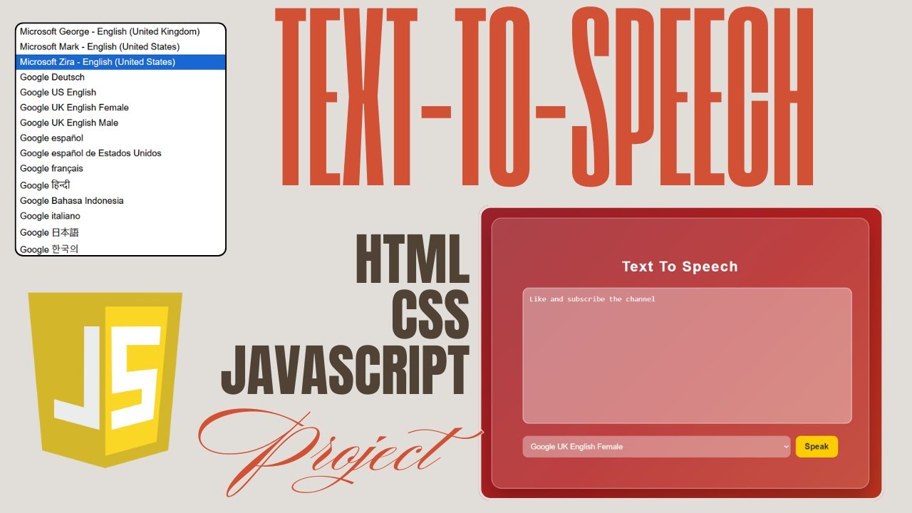 Build a Text to Speech App in HTML, CSS & JavaScript | Web Speech API Tutorial | Beginner Friendly