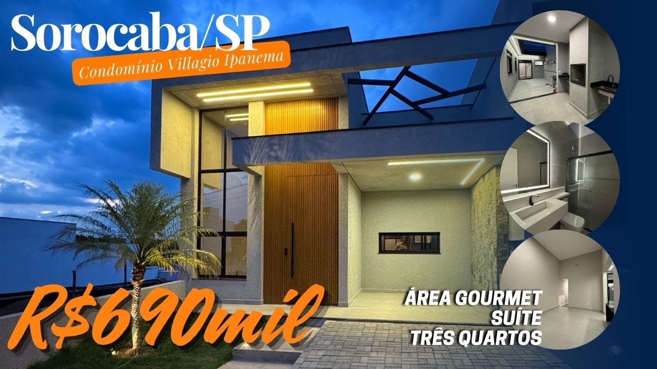 SOROCABA/SP! Cond.Villagio Ipanema- Área gourmet e muito mais! OPORTUNIDADE!