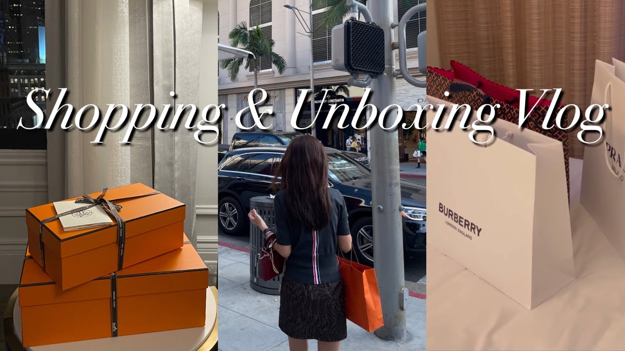 🛍 Vlog: 쇼핑브이로그 & 언박싱 | 에르메스, 버버리, 셀린느, 프라다, 에트로, 발렌시아가, 토리버치, 구찌 .. (feat. 미국) 🇺🇸 (Eng Sub 🫶🏻)