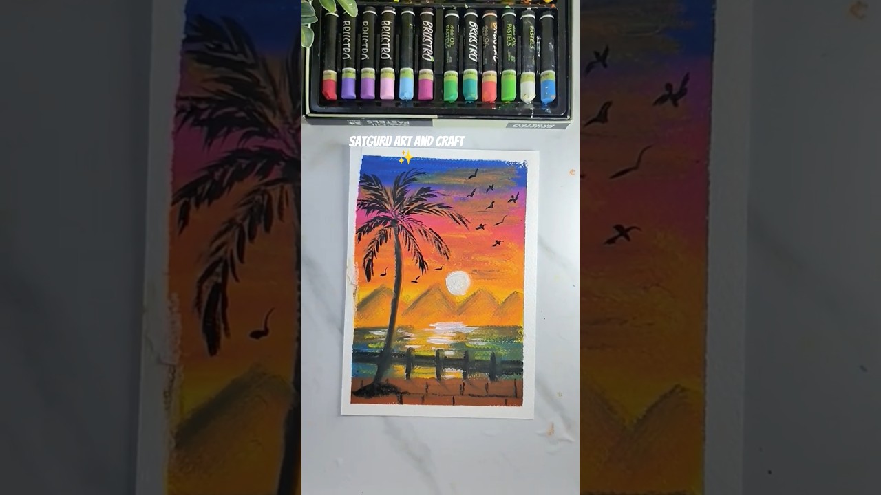 Beautiful Sunset Drawing | Easy Sunset Art for Beginners🌇