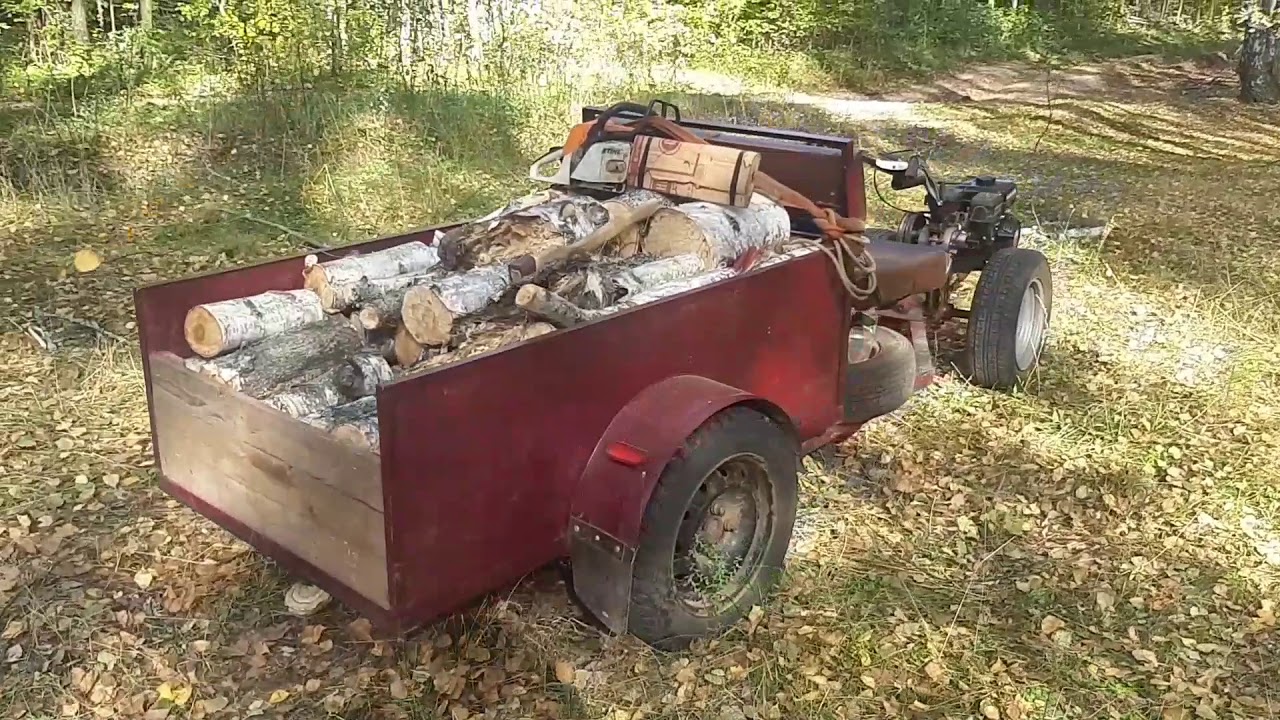 На мотоблоке в лес за дровами.