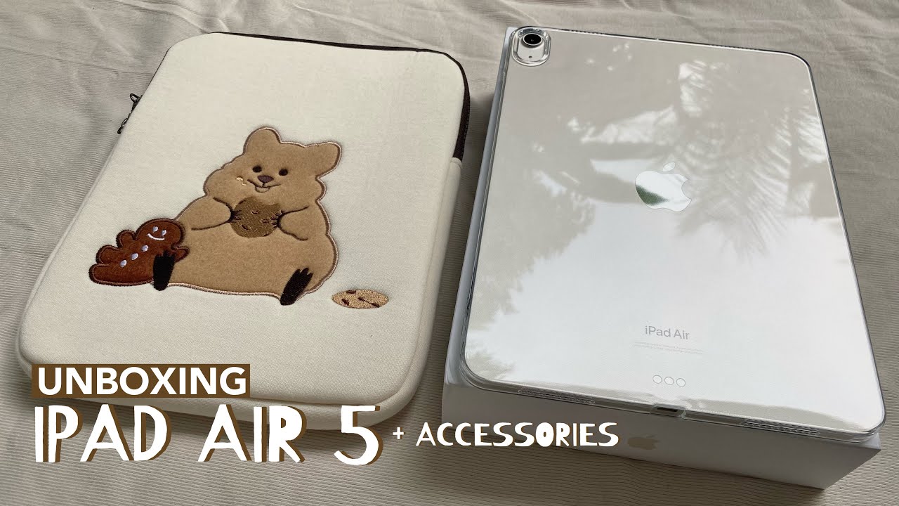 UNBOXING —iPad air M1 5th Gen (starlight) 64gb + accessories 🐻