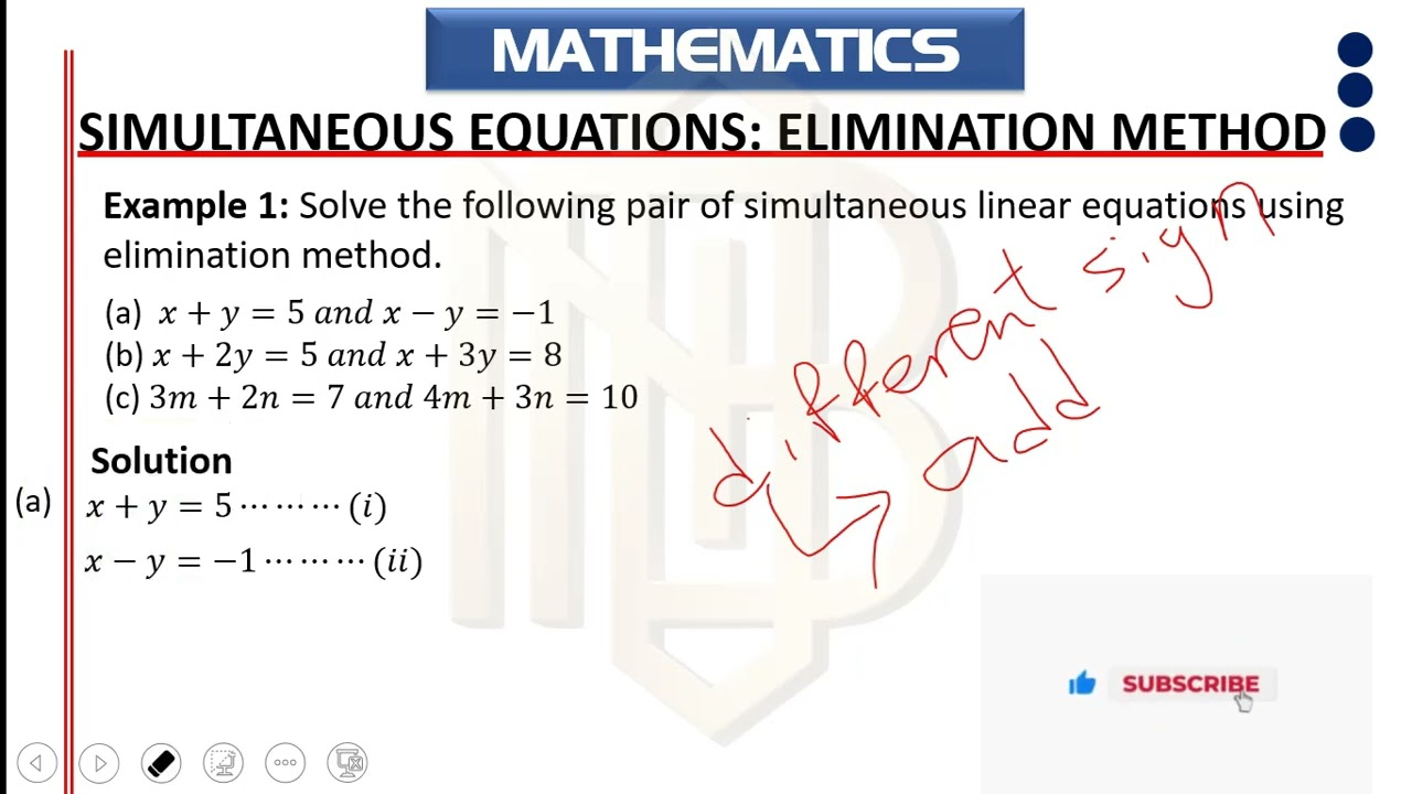 Simultaneous equation Elimination Method