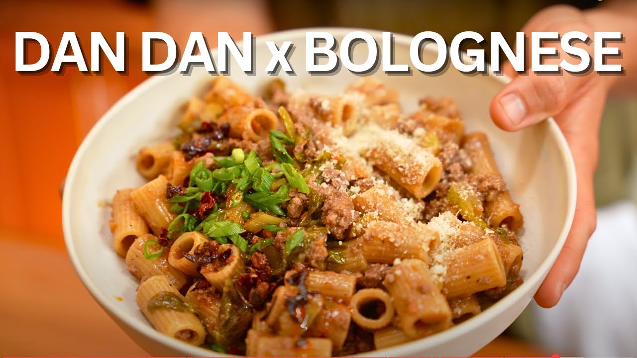 Chinese Italian Food Fusion: Dan Dan noodles x Rigatoni Bolognese