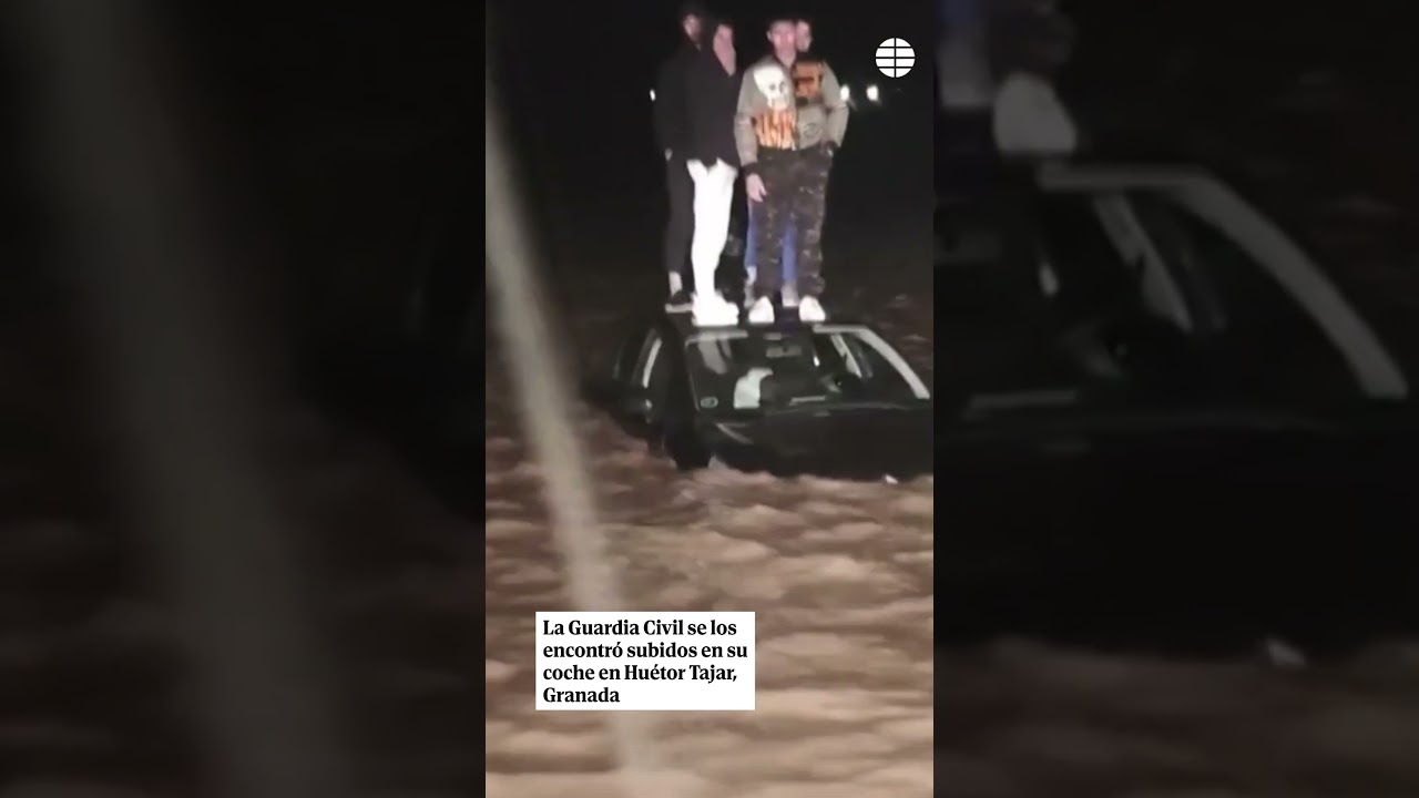 Rescatan a cuatro j&oacute;venes atrapados sobre su coche por la creciente del Genil