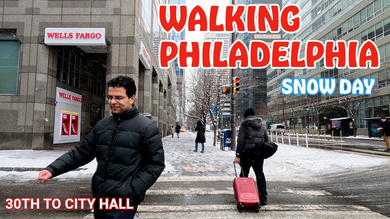 Walking Through PHILADELPHIA During The First Snow Of The Winter Season || Freezing Cold Outside
