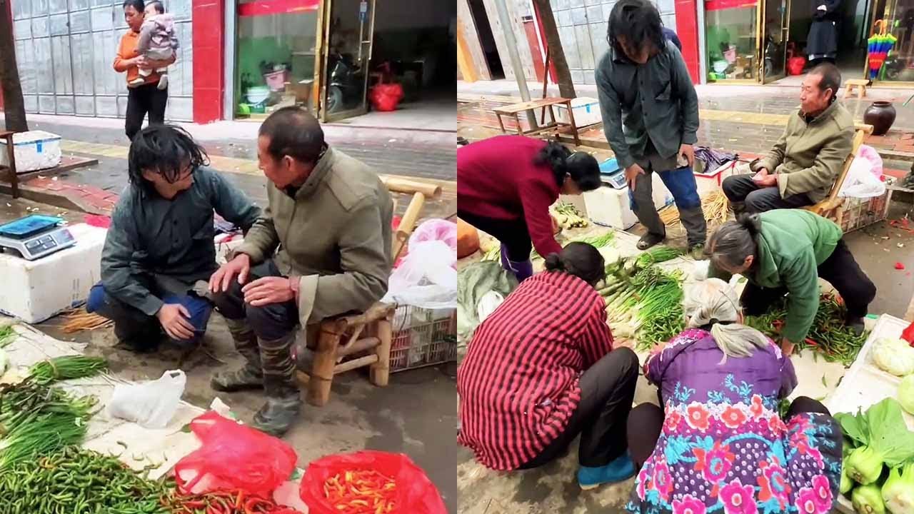 阿義假扮乞丐摔倒無人攙扶，賣菜大叔一人熱心幫助，阿義決定買光大叔的菜！ 【阿義走鄉村】