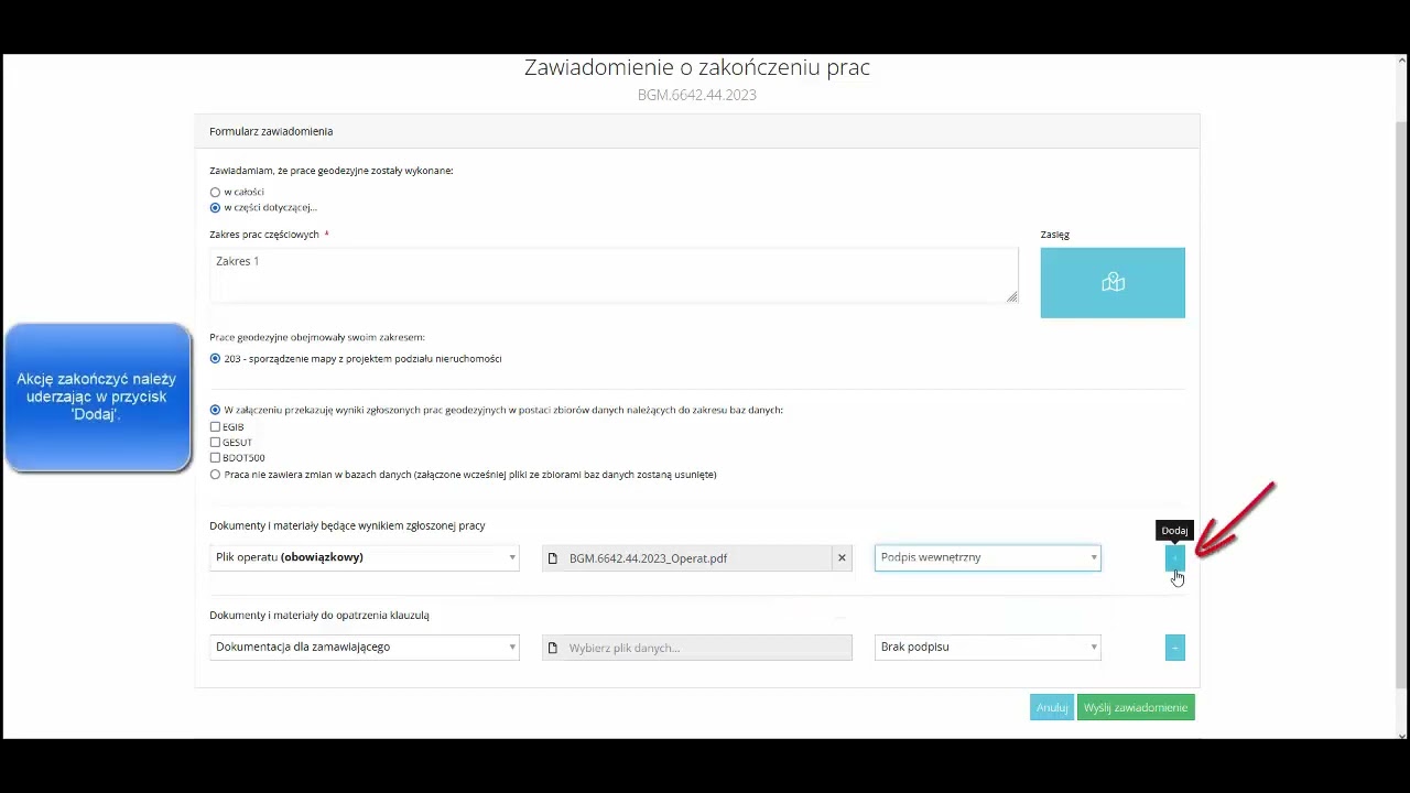 GEO INFO i Kerg   Rejestracja Zawiadomienia o przekazaniu wyników prac