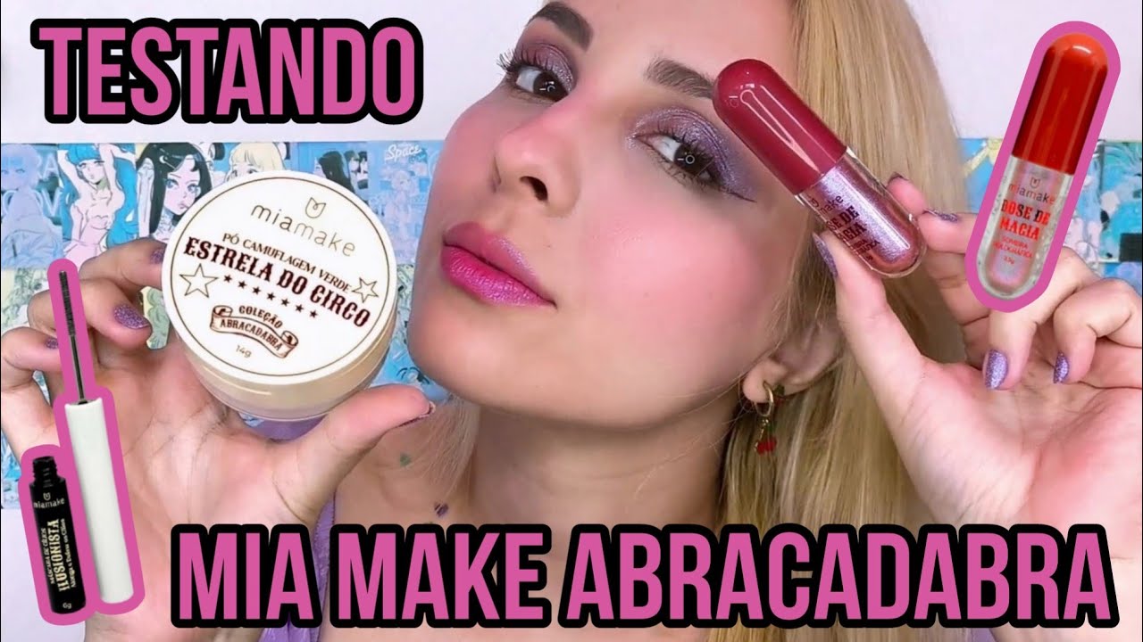 Testei Mia Make: Coleção Abracadabra (Sombra Holográfica, Pó Camuflagem Verde e Máscara de Cílios)
