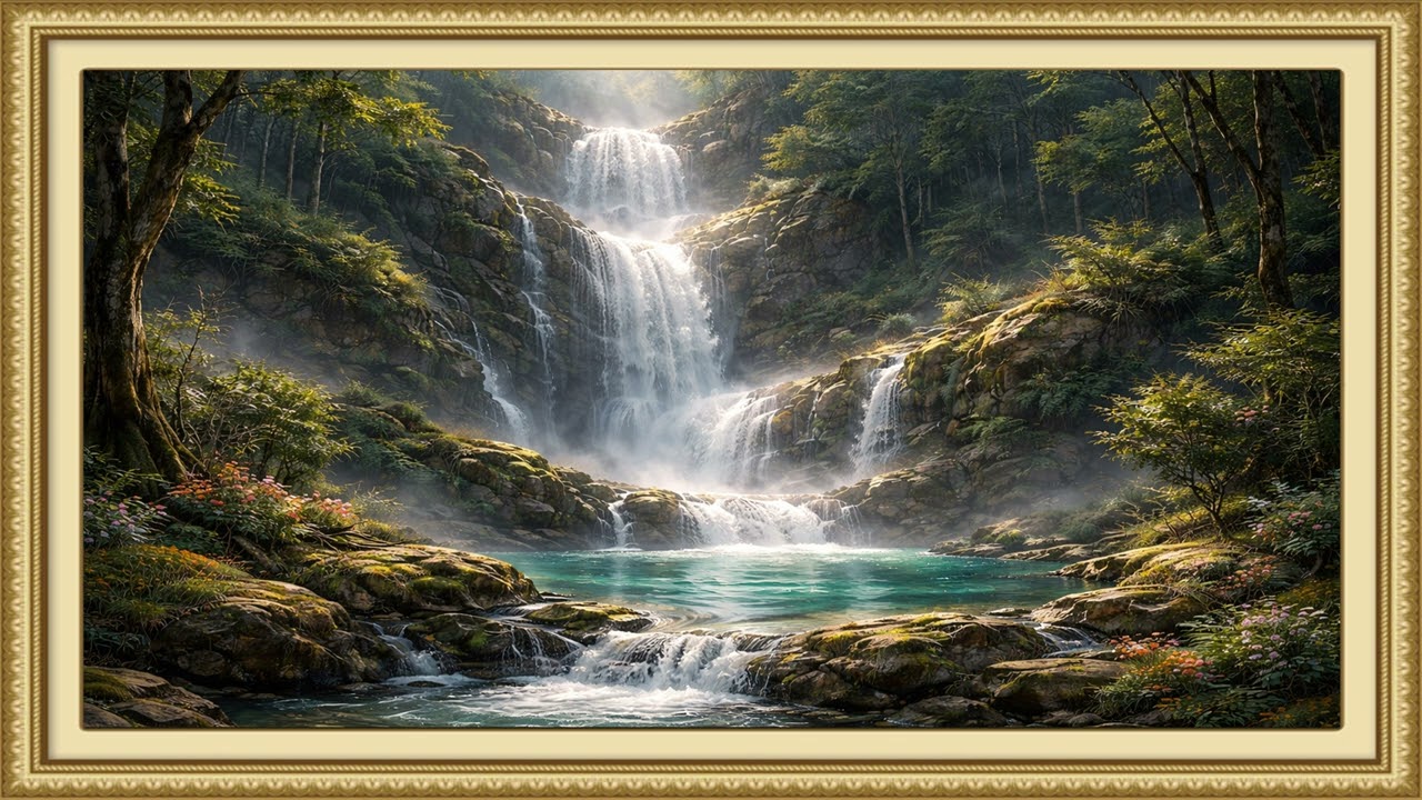 4k Waterfall in Mountain | Ambient Art Displays