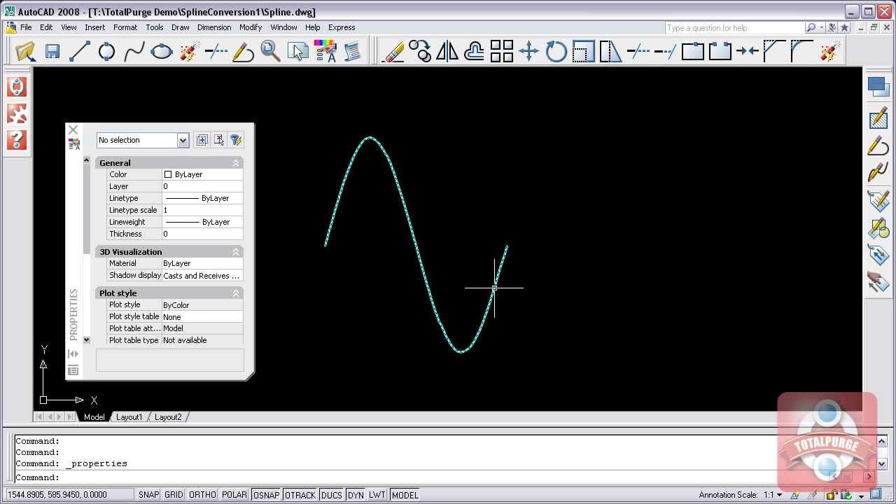 AutoCAD Tip: Convert Spline to Polyline with the TotalPurge