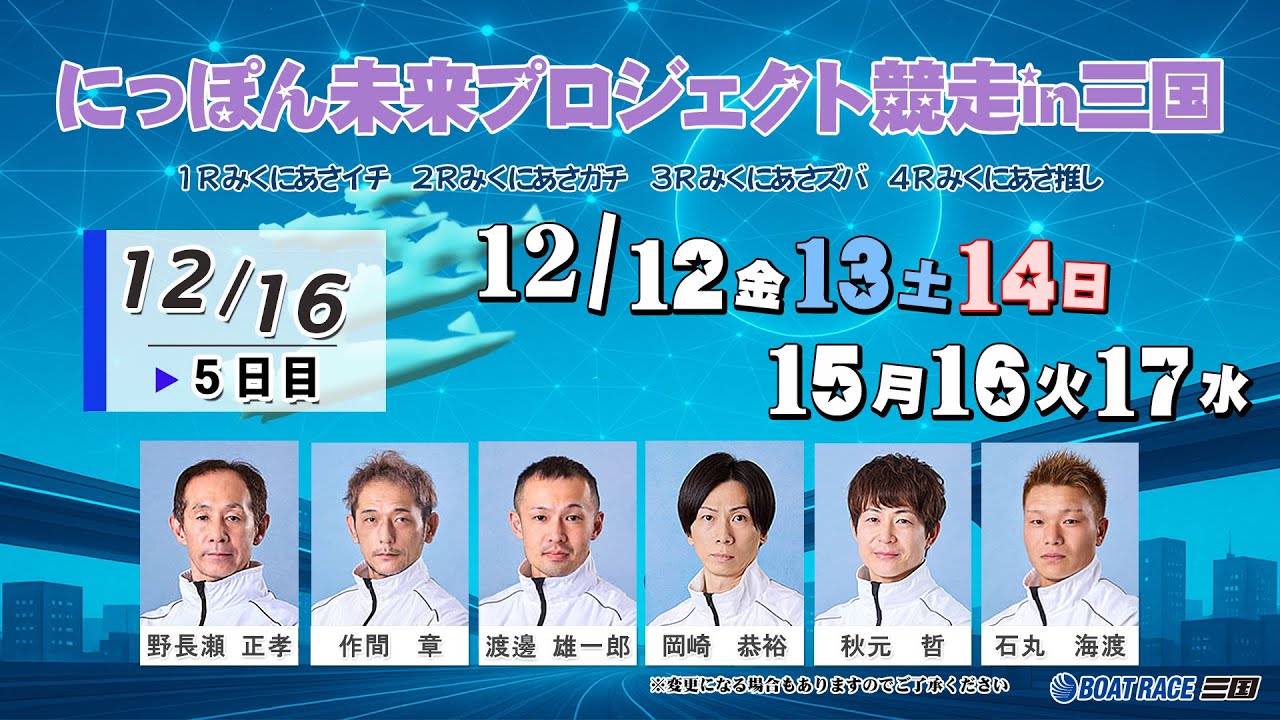 にっぽん未来プロジェクト競走in三国　　５日目　８：００～