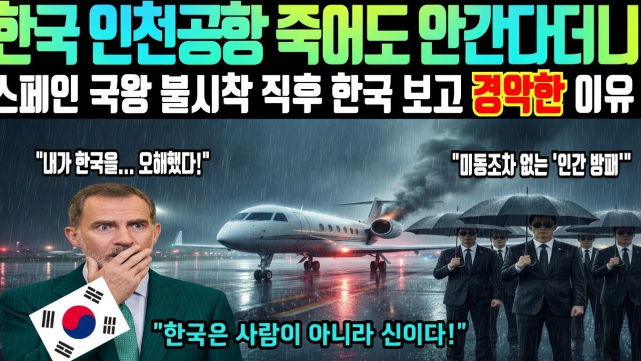 [해외감동사연] 인천공항 빗속에 도열한 '검은 우산' 부대! 스페인 국왕도 압도당한 한국의 소름 돋는 의전 클래스