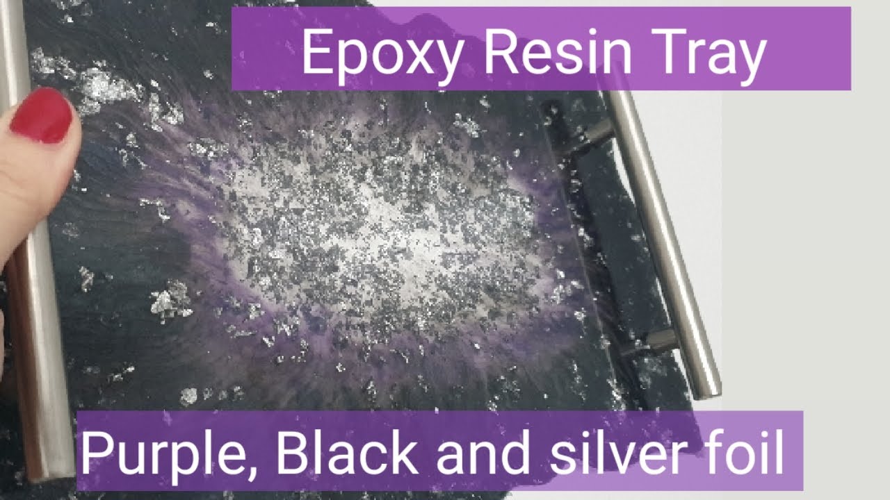 Epoxy Resin Tray: Black and Purple with foil