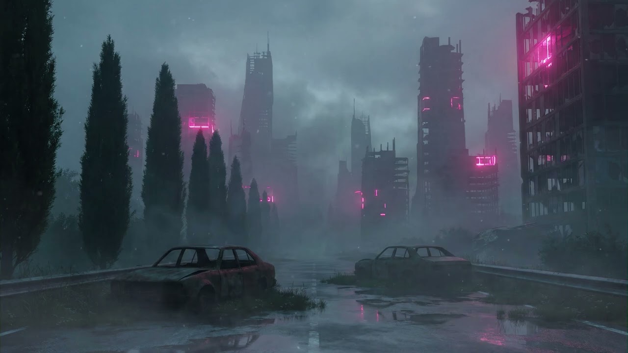 Post-Apocalyptic Cyberpunk Ambience | Dark City & Neon Lights | Dark Sci-Fi Atmosphere