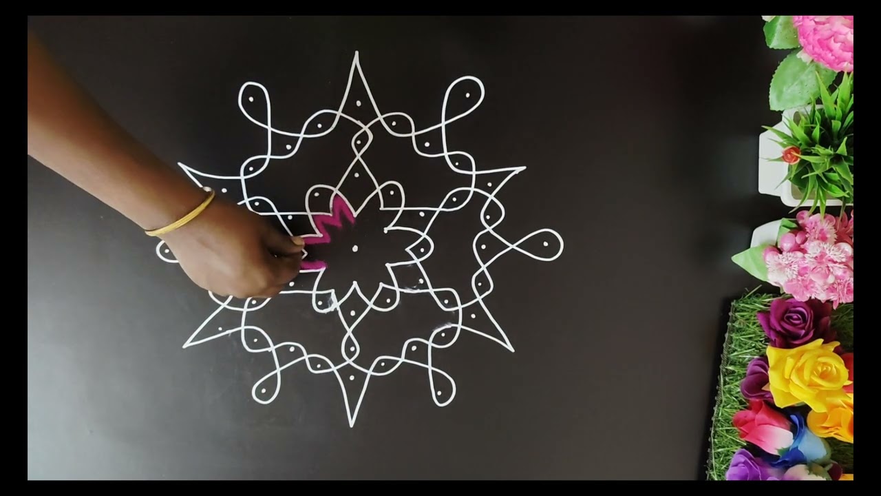 5*3 Dots Sikku Kolam🌺ரொம்ப அழகான தினசரி சிக்கு கோலம்🌺@minminirangoli 