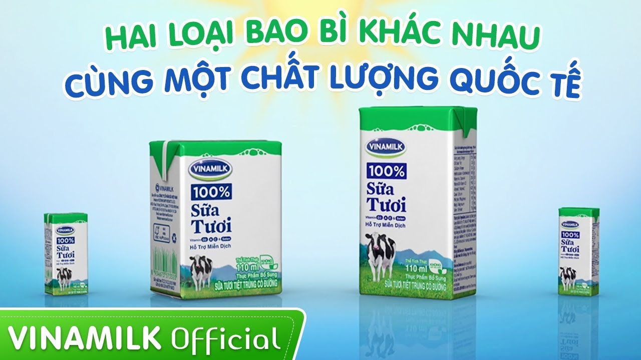 Quảng cáo sữa Vinamilk - Hai loại bao bì khác nhau, cùng một chất lượng quốc tế