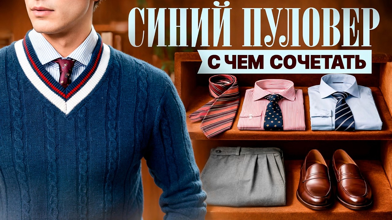 С чем носить синий ПУЛОВЕР? 5 готовых образов для стильных мужчин!
