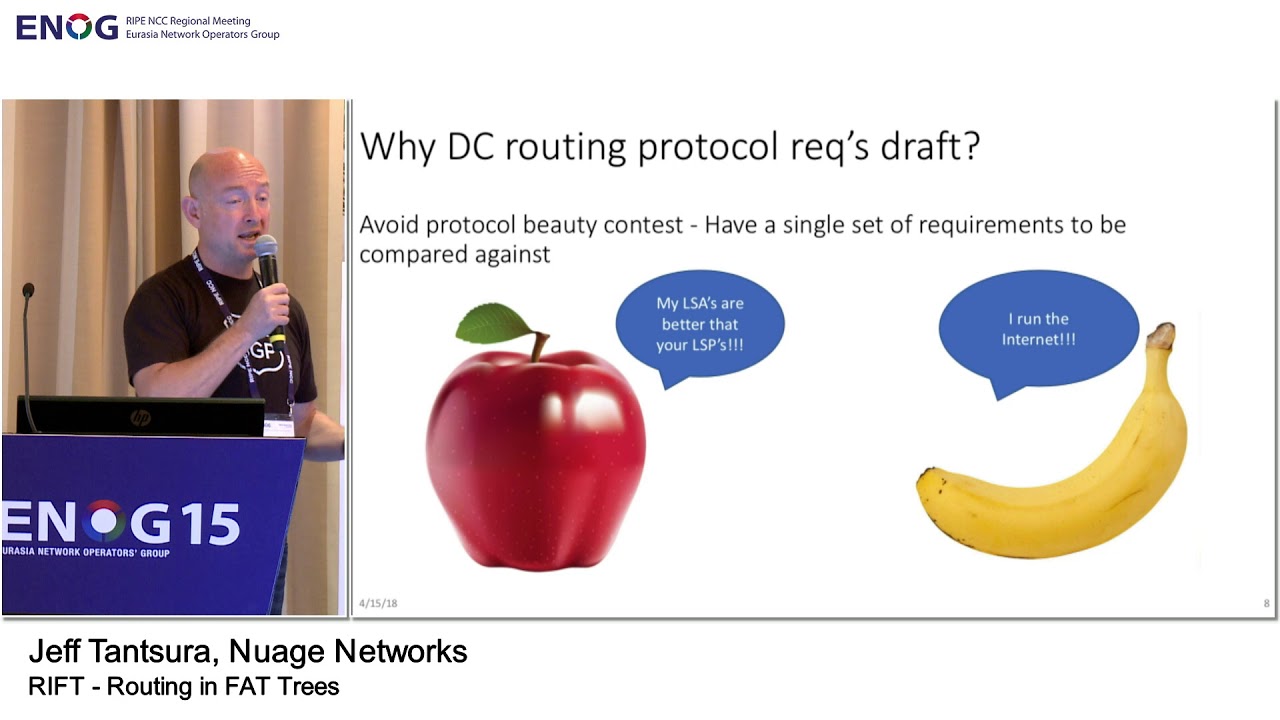 ENOG 15:  RIFT – маршрутизация в сетях типа FAT Tree / Джефф Танцюра, Nuage Networks  (RU)