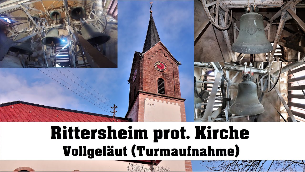 Rittersheim, prot. Kirche, Vollgeläut (Turmaufnahme)