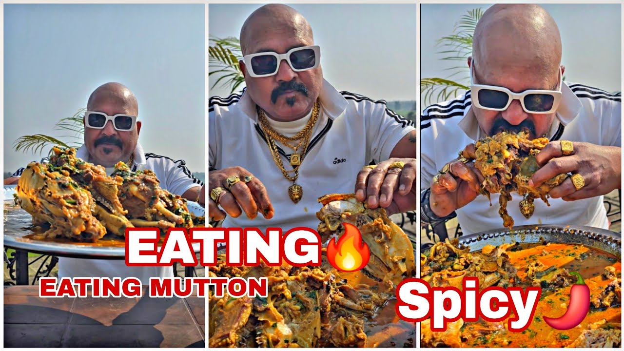 EATING🔥MUTTON HEAD CURRY🌶. #chickenlegpeice #mukbanghorfun #ytshorts 