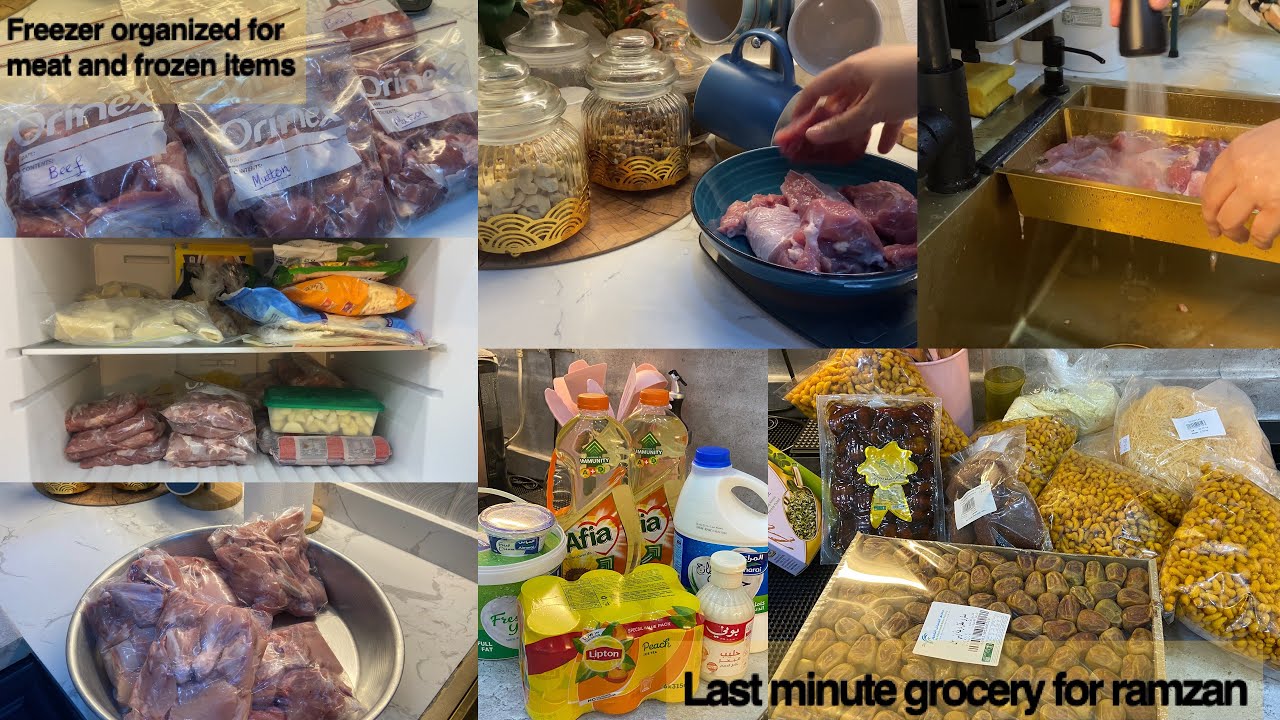 Ramzan prep , last minute grocery done for sehri iftari. Freezer organized. Gosht saaf #ramzan