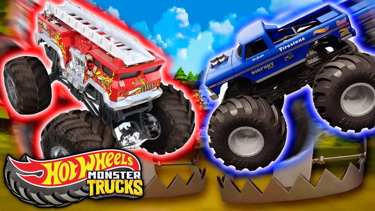 Hot Wheels Monster Trucks Working Together to Overcome Obstacles! 1HR | Hot Wheels